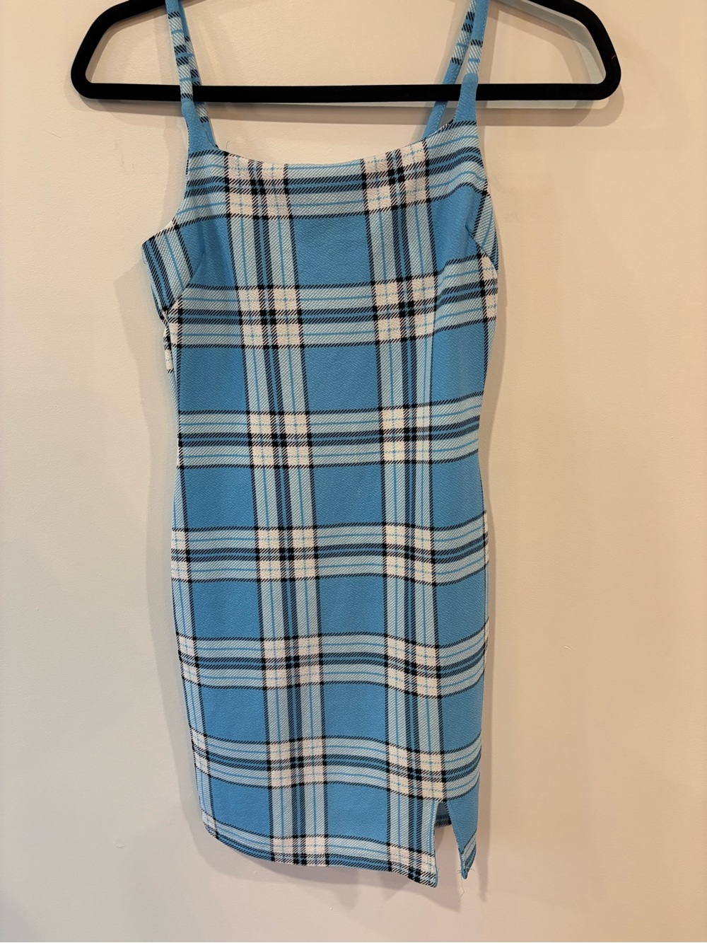 Blue Plaid Bodycon Dress